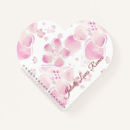 Liebe Kirry blüht herzförmige Spiralfolien Notizblock