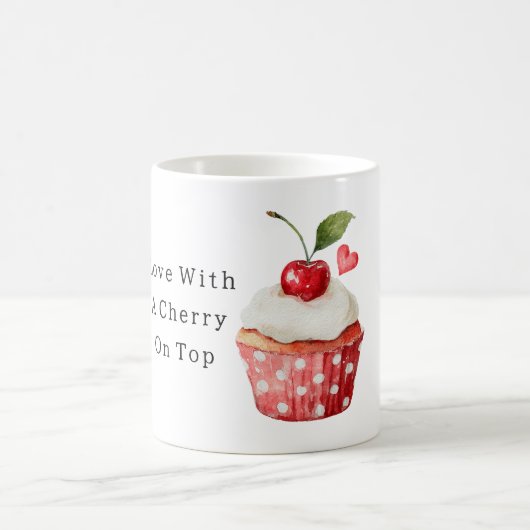 Liebe Kirsche Oben Valentinstag Kaffeetasse (Mittel)