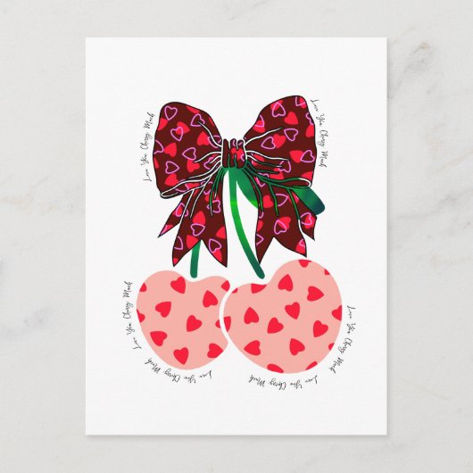Liebe Kirsche viel lustiges Obst Postkarte (Vorderseite)