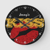 Liebe KISS Gold Retro Uhr, Custom Fun / Party Runde Wanduhr (Vorderseite)