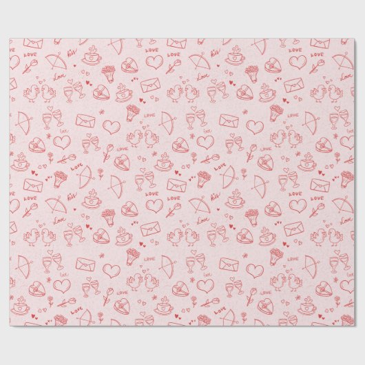 Liebe & Kiss Romantisches Wrapping Paper Geschenkpapier (Flach)