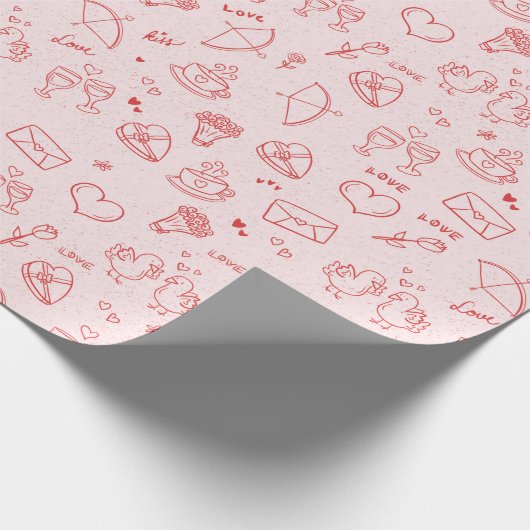 Liebe & Kiss Romantisches Wrapping Paper Geschenkpapier (Ecke)