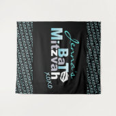 LIEBE & KISSES Aqua Bat Mitzvah Foto-Op Hintergrun Wandteppich (Vorderseite (Horizontal))