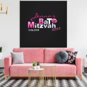 LIEBE & KISSES Hot Pink Bat Mitzvah Sign-In Board Leinwanddruck (Insitu (Wohnzimmer))
