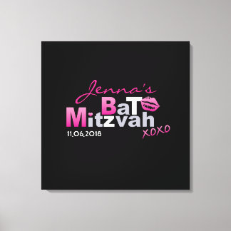 LIEBE & KISSES Hot Pink Bat Mitzvah Sign-In Board Leinwanddruck