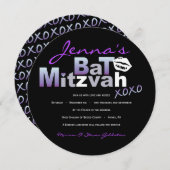 LIEBE & KISSES Lila Bat Mitzvah Einladung (Vorne/Hinten)