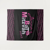 LIEBE & KISSES PINK Bat Mitzvah Foto-Op Hintergrun Wandteppich (Vorderseite (Horizontal))