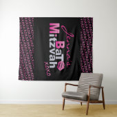 LIEBE & KISSES PINK Bat Mitzvah Foto-Op Hintergrun Wandteppich (Beispiel (Horizontal))