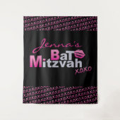 LIEBE & KISSES PINK Bat Mitzvah Foto-Op Hintergrun Wandteppich (Vorderseite)