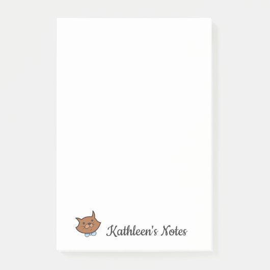 Liebe Kitty Cat | Text anpassen | Braune Katze Post-it Klebezettel (Vorderseite)