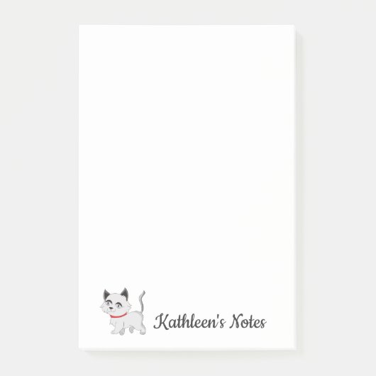 Liebe Kitty Cat | Text anpassen | Weiße Katze Post-it Klebezettel (Vorderseite)