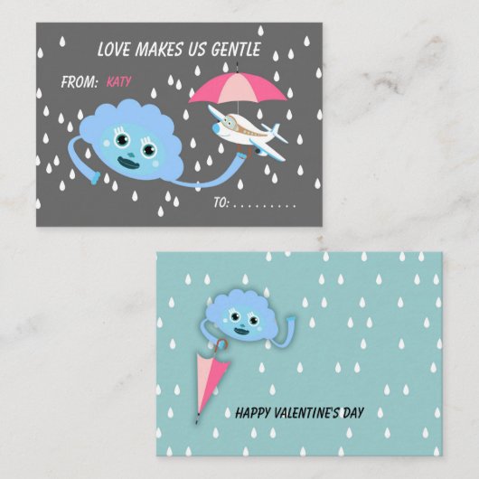 Liebe-Klassenzimmer kränkt Valentinas Flachnotiska Mitteilungskarte (Vorne/Hinten)