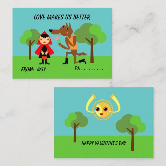 Liebe-Klassenzimmer kränkt Valentinas Flachnotiska Mitteilungskarte (Vorne/Hinten)