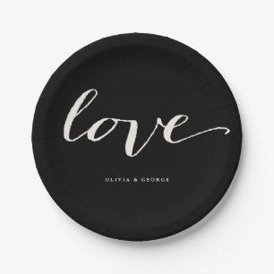 Liebe-klassisches Skript-stilvolle Pappteller