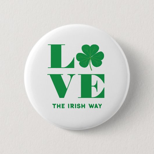Liebe Kleeblatt Kleiner Text in der irischen Schri Button (Vorderseite)
