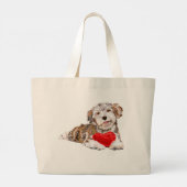 Liebe Kleiner Hund mit Herztote Tasche - Romantik (Rückseite)