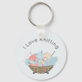 Liebe-Knittergarnschüssel Anpassbar Schlüsselanhänger (Vorderseite)