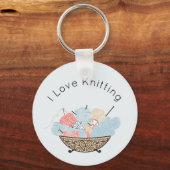Liebe-Knittergarnschüssel Anpassbar Schlüsselanhänger (Vorderseite)