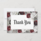 Liebe & Knochen Hochzeit mit Roter Flora Dankeskarte (Vorderseite)