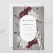 Liebe & Knochen Hochzeit mit Roter Flora Einladung (Vorderseite)