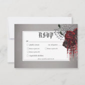 Liebe & Knochen Rote Blume Hochzeitsessen RSVP Karte (Vorderseite)