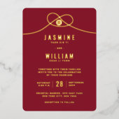 Liebe Knot Gewerkschaft doppeltes Glück Chinesisch Folieneinladung (Vorderseite)