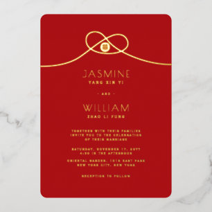 Liebe Knot Gewerkschaft doppeltes Glück Chinesisch Folieneinladung