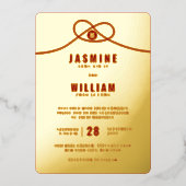 Liebe Knot Gewerkschaft doppeltes Glück Chinesisch Folieneinladung (Vorderseite)