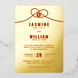 Liebe Knot Gewerkschaft doppeltes Glück Chinesisch Folieneinladung