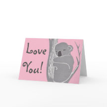 Liebe! Koala Pink Grußkarte schlafen