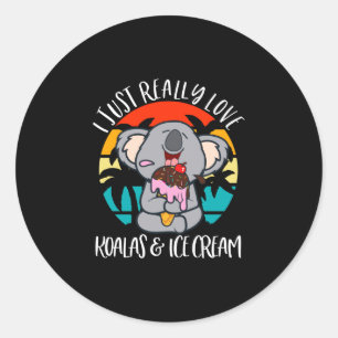 Liebe Koalas Sommer Eis Koala Liebhaber Runder Aufkleber
