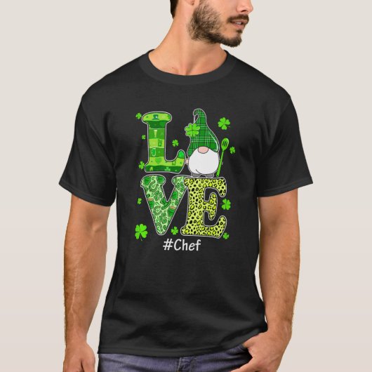 Liebe Koch Gnome Leopard St Patrick's Day Irish Sh T-Shirt (Vorderseite)