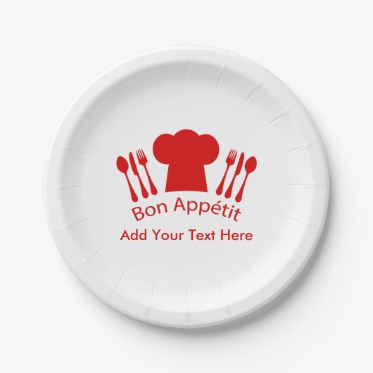 Liebe, Kochs-HutBon Appetit zu kochen Pappteller (Vorderseite)