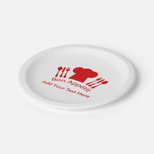 Liebe, Kochs-HutBon Appetit zu kochen Pappteller (Schrägansicht)