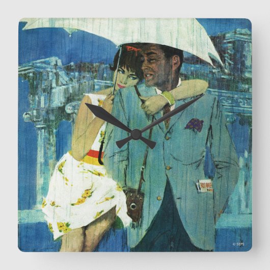 Liebe kommt an Miss Lucas Quadratische Wanduhr (Vorderseite)