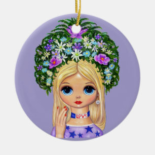 Liebe Kopf Vase Flower Child Big Eye Puppe Süß Keramik Ornament