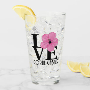 LIEBE Korallengabel Rosa Hibiskus Glas