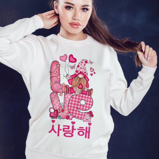 Liebe Koreanisches Niedliches Gnome Pink Valentine Sweatshirt