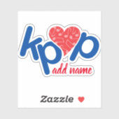 Liebe Kpop Name Sticker in Rot & Blau (Blatt)