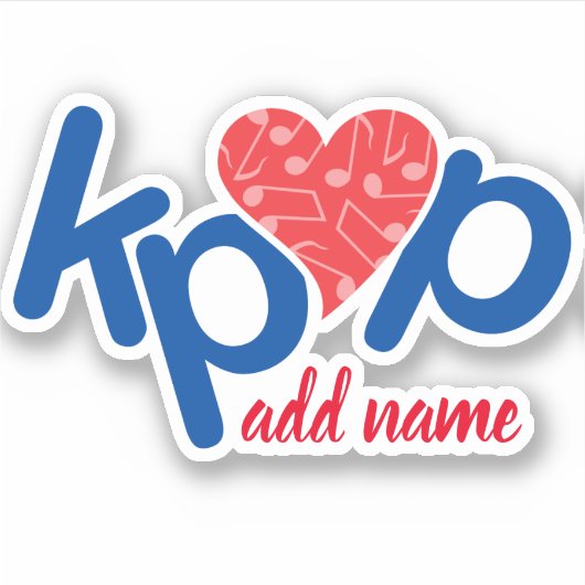 Liebe Kpop Name Sticker in Rot & Blau (Vorderseite)