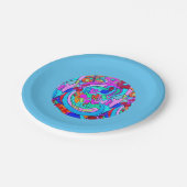 Liebe-Kreisblau des Hippie groovy Pappteller (Schrägansicht)