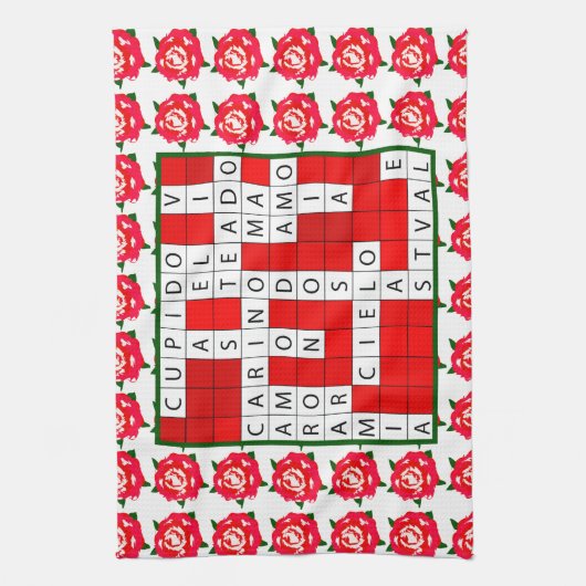 Liebe-Kreuzworträtsel auf spanisch auf Küchen-Tuch Geschirrtuch (Vertikal)