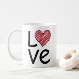 Liebe Kritzelnd Handgezeichnetes Rotes Herz Minima Kaffeetasse