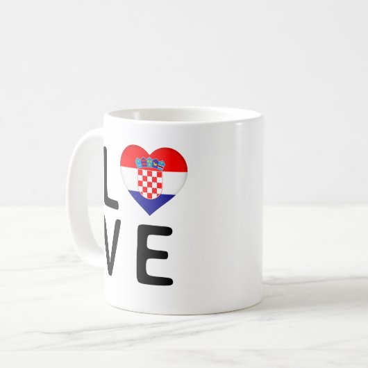 Liebe - Kroatien - Flagge Kaffeetasse (Vorderseite Links)