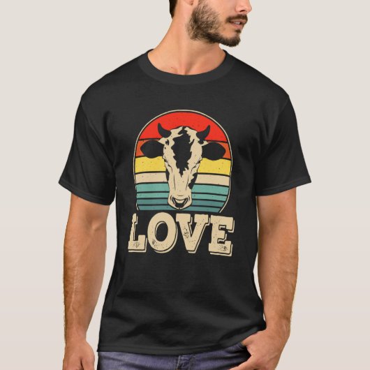 Liebe Kuh Retro Sunset T-Shirt (Vorderseite)