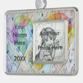 Liebe Kunst, Dichtung und Musik Personalisiertes F Rahmen-Ornament Silber (Links)