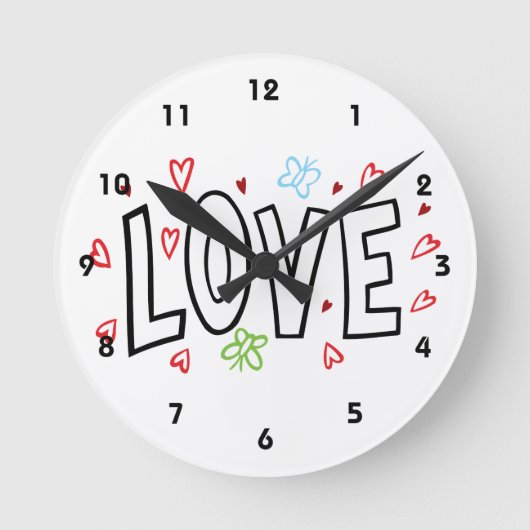 Liebe Kunst mit Herz Runde Wanduhr (Vorderseite)
