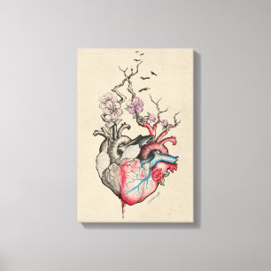 Liebe Kunst Surreal Anatomische Herzen Blume Vinta Leinwanddruck