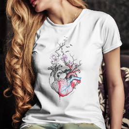 Liebe Kunst Surreal Anatomische Herzen Blume Vinta T-Shirt