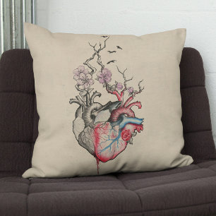 Liebe Kunst Surreal Anatomische Herzen Blumen Vint Kissen